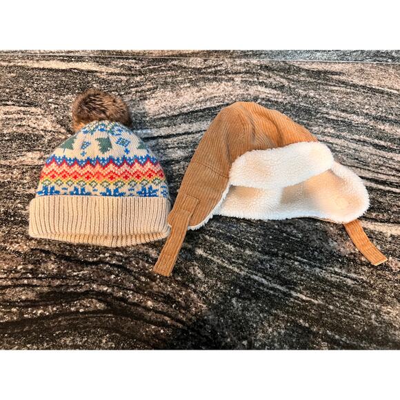 Old Navy Toddler Winter Hats 12–24M – Pom Beanie & Sherpa Trapper - Picture 1 of 8